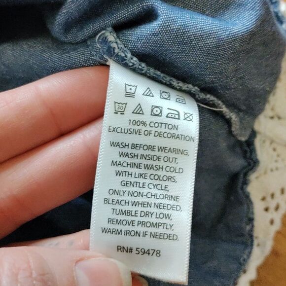 Gillians Closet dress 3 to 6 months cotton chambray embroidered spring summer - Picture 6 of 8